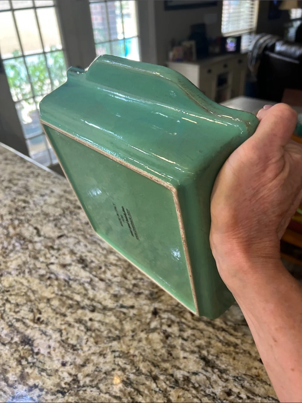 Glazed Rectangular Baking Dish in Seafoam Green and Light Blue